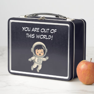 Adorable Whimsical Astronaut Cute Space Explorer Metal Lunch Box