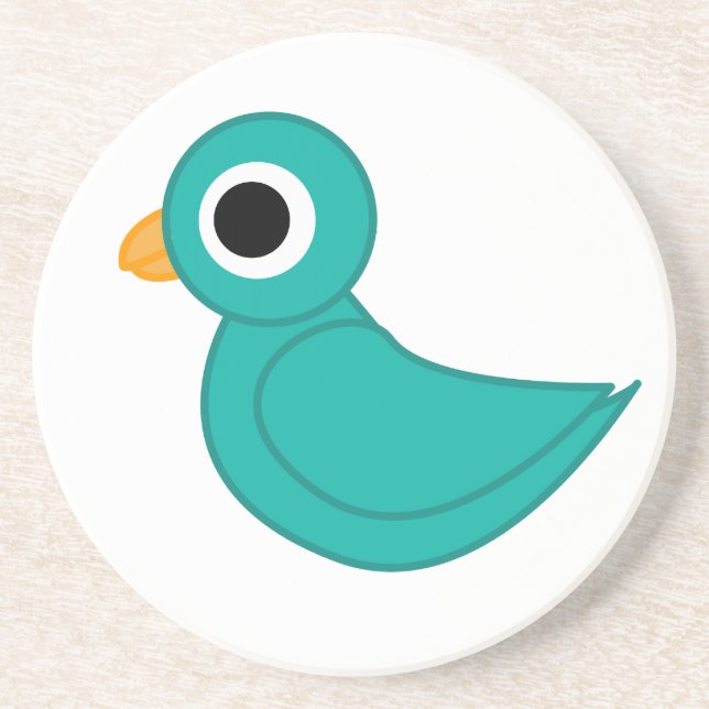 Adorable Whimsical Bird Nature Art Coaster (Front)