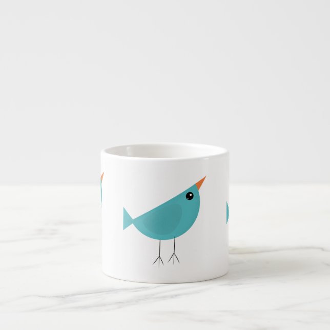 Adorable Whimsical Bird Nature Art Espresso Cup (Front)