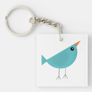 Adorable Whimsical Bird Nature Art Key Ring