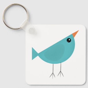 Adorable Whimsical Bird Nature Art Key Ring