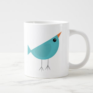 Adorable Whimsical Bird Nature Art Large Coffee Mug