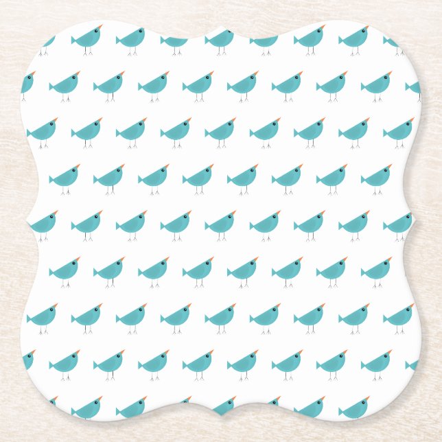 Adorable Whimsical Bird Nature Art Paper Coaster (Front)