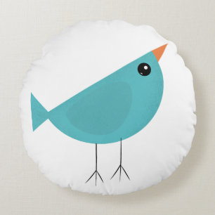 Adorable Whimsical Bird Nature Art Round Cushion