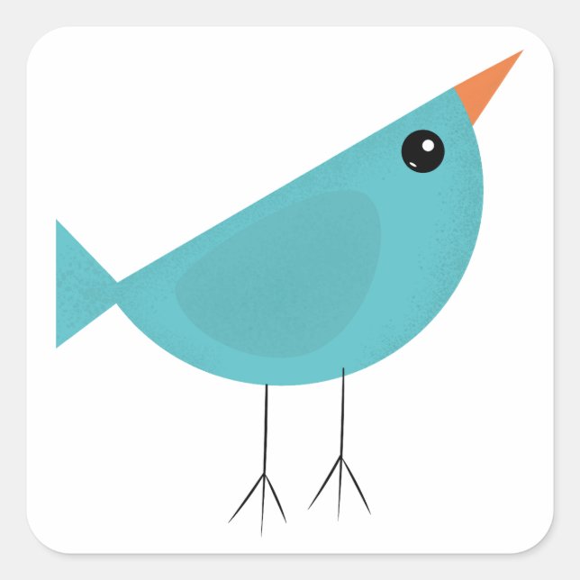 Adorable Whimsical Bird Nature Art Square Sticker (Front)