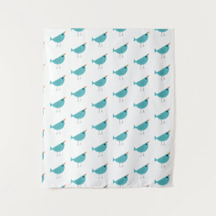 Adorable Whimsical Bird Nature Art Tapestry