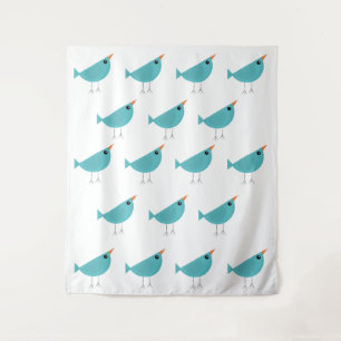 Adorable Whimsical Bird Nature Art Tapestry