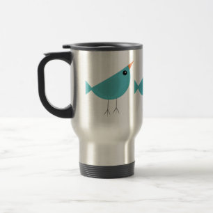 Adorable Whimsical Bird Nature Art Travel Mug