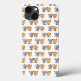Adorable Whimsical Kittens Orange and Grey iPhone 13 Case