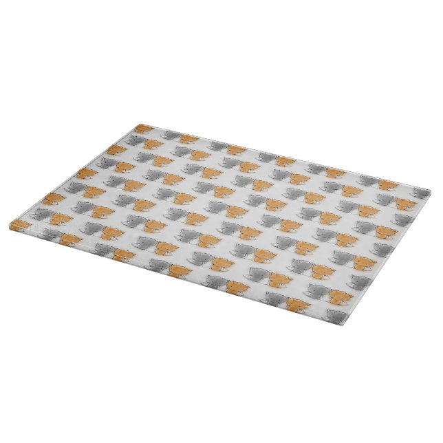 Adorable Whimsical Kittens Orange and Grey Cutting Board (Corner)