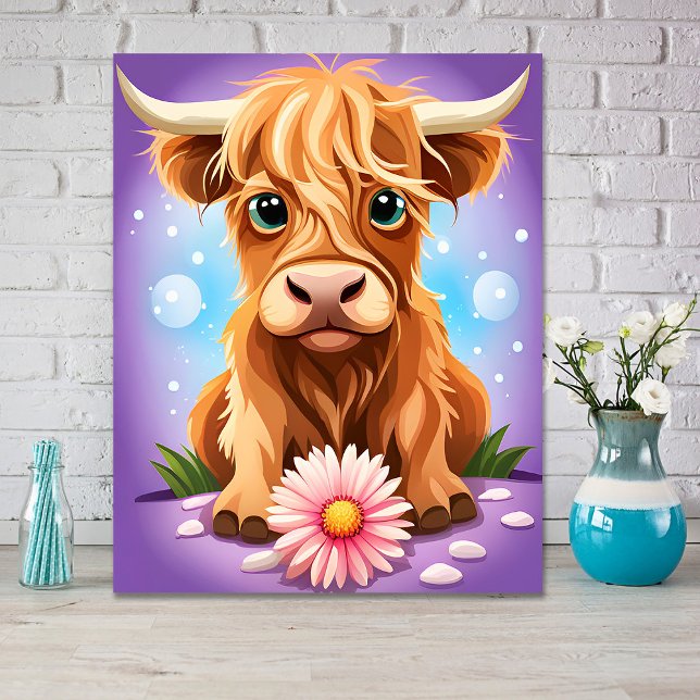 Adorable Whimsical Scottish Highland Cow AI  Poster (Creator Uploaded)