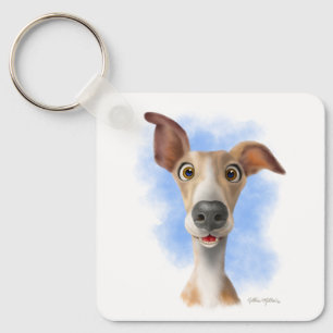 Adorable Whippet Cartoon Key Ring