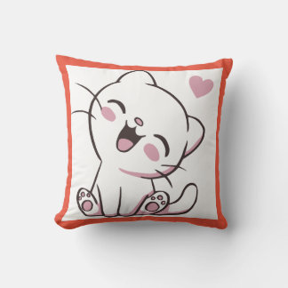 Adorable Whiskers Kitten Throw Pillow