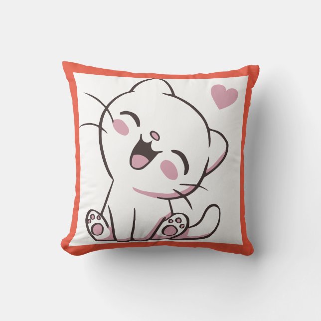 Adorable Whiskers Kitten Throw Pillow (Front)
