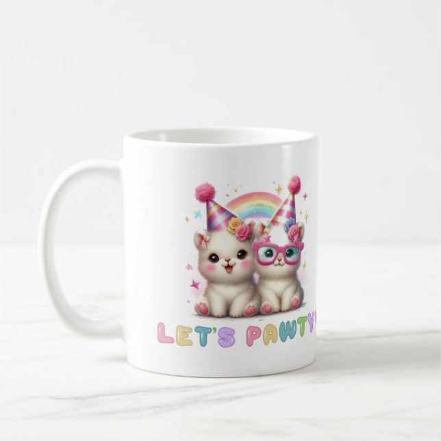 Adorable White Baby Animals Coffee Mug  (Left)