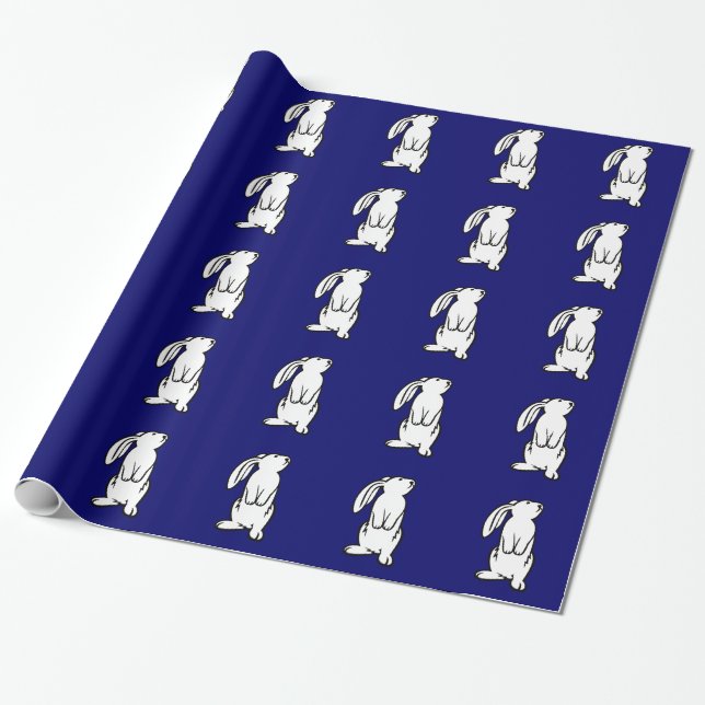 Adorable White Bunny Rabbit Wrapping Paper (Unrolled)