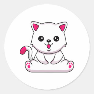 Adorable White Cat Sticker for Cat Lovers 