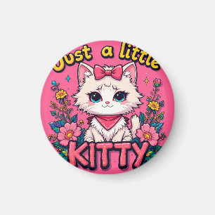 Adorable White Kitten Illustration Magnet