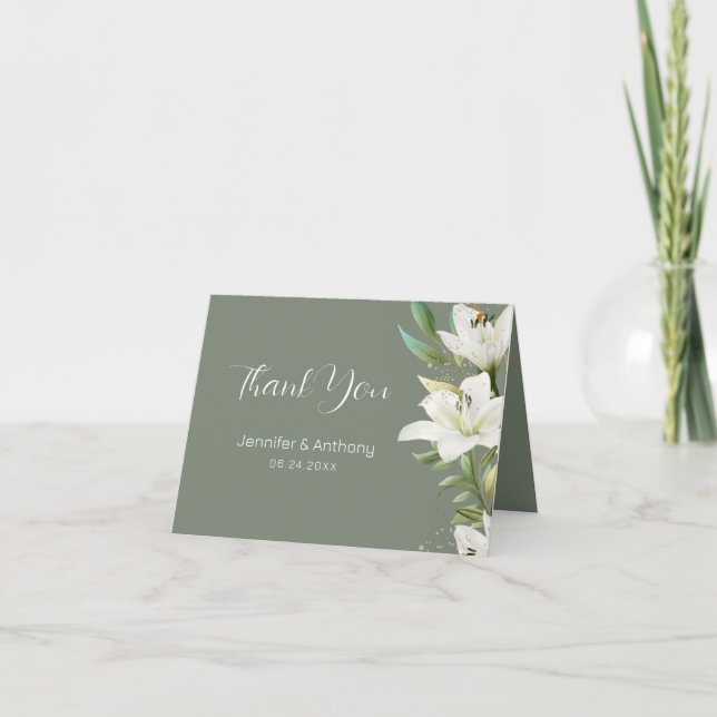 Adorable White Lilies  Thank You Card (Front)