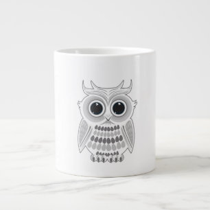 Adorable White Owl Big Eyes Cute Woodland Animal Large Coffee Mug