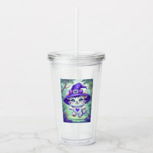 Adorable White Tiger Witch Tumbler
