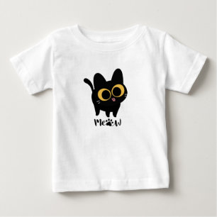 Adorable Wide-Eyed Black Cat With Tongue Out Baby T-Shirt