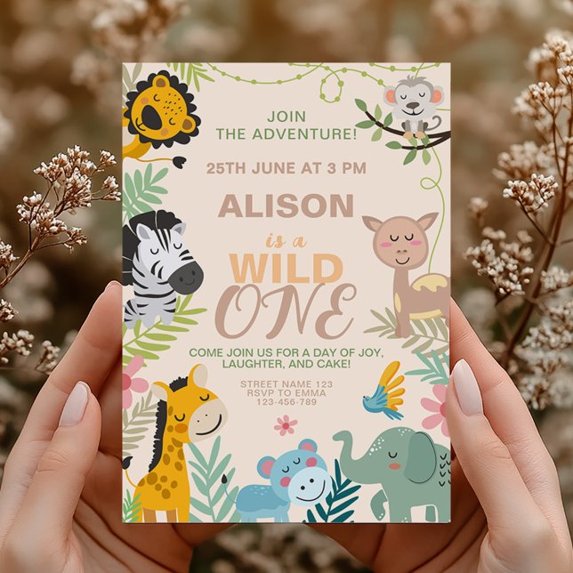 Adorable Wild Animals Jungle, 1st birthday Invitation (Creator Uploaded)