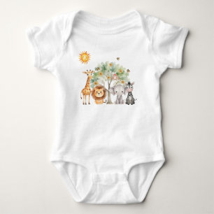 Adorable Wild Jungle Zoo Animals  Baby Bodysuit