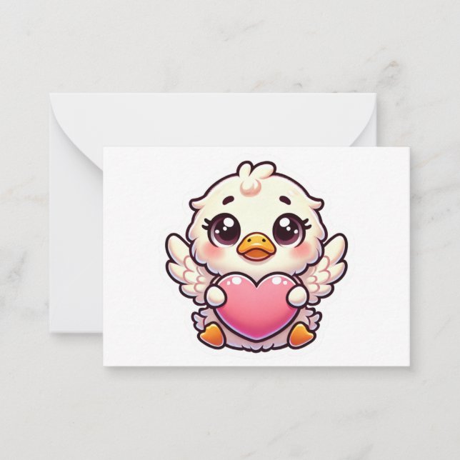 Adorable Winged Duckling with Love Heart Card (Front)