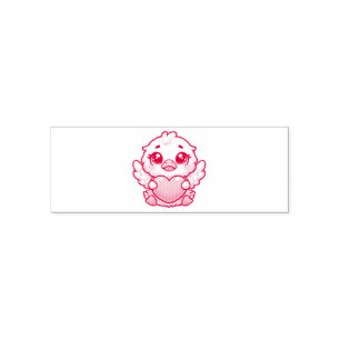 Adorable Winged Duckling with Love Heart Self-inking Stamp