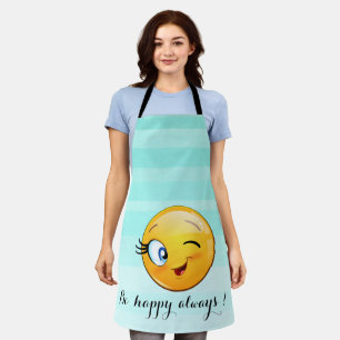 Adorable Winking Emoji Face-Be happy always Apron