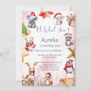 Adorable Winter Animals birthday Invitation