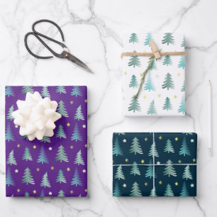 Adorable winter delicat trees, Christmas Wrapping Paper Sheet