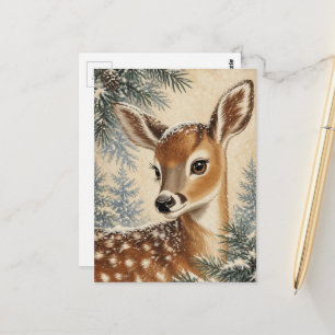 Adorable Winter Fawn Postcard