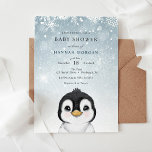 Adorable Winter Penguin Baby Shower invitation<br><div class="desc">Baby Shower invitation featuring an adorable watercolor penguin. Personalise with your information or click "click to customise further" to adjust font type,  size,  colour.</div>