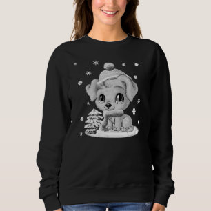Adorable Winter Puppy Womens Black Sweater for Her