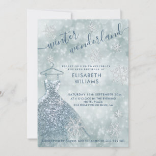 Adorable winter wonderland bokeh sweet 16  invitat invitation