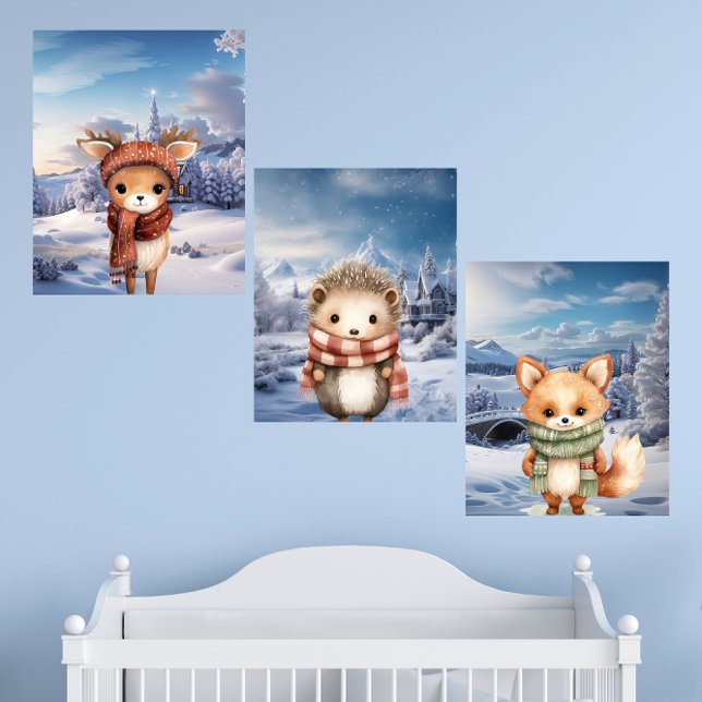 Adorable Winter Woodland Animals Wall Print Set (Creator Uploaded)