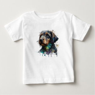 Adorable Wirehaired Dachshund Puppy Watercolor Art Baby T-Shirt