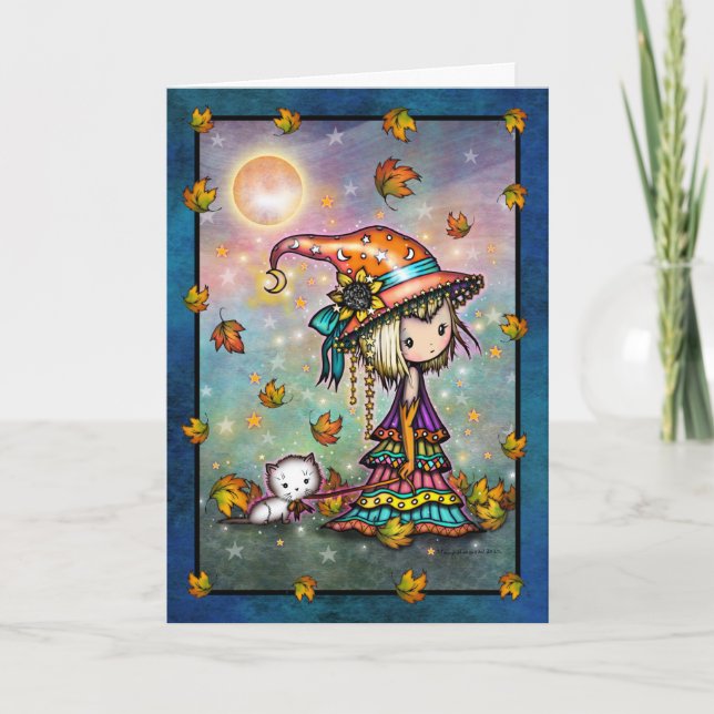 Adorable Witch and Cute Cat Art Card (Front)