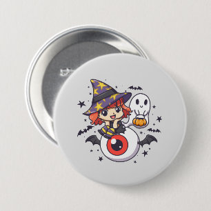 Adorable Witch Hat Kid on Mystical Eye 7.5 Cm Round Badge