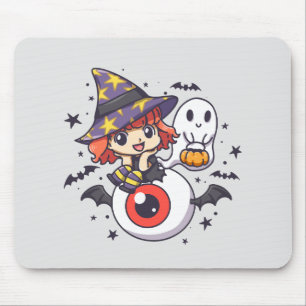 Adorable Witch Hat Kid on Mystical Eye Mouse Mat