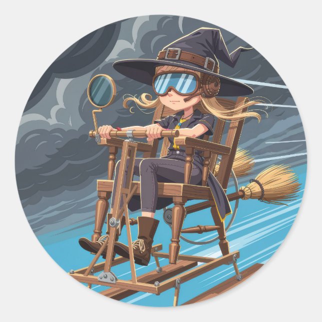 Adorable Witch Pilot Classic Round Sticker (Front)