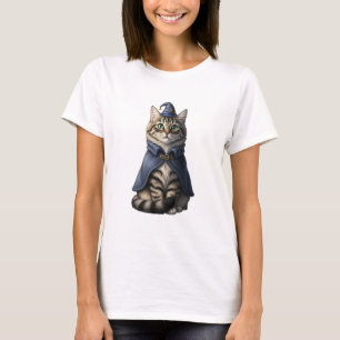Adorable Wizard Cat Illustration T-Shirt