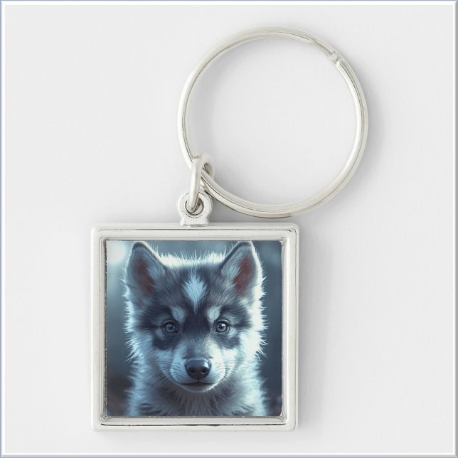 Adorable Wolf Baby in the Moonlight Key Ring (Creator Uploaded)