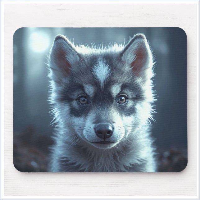 Adorable Wolf Baby in the Moonlight Mouse Mat (Creator Uploaded)