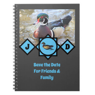 Adorable Wood Duck Monogram Photo Notebook