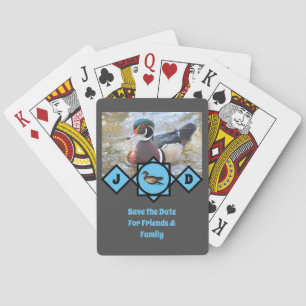 Adorable Wood Duck Monogram Photo Playing Cards