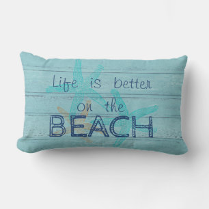 Adorable Wood Texture,Life Is Better On The Beach Lumbar Cushion