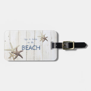 Adorable Wood Texture,Starfish,Beach   Luggage Tag